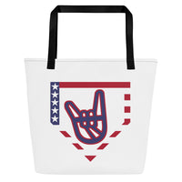 2 Down Baseball Freedom Large Tote Bag