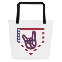 2 Down Baseball Freedom Large Tote Bag