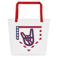 2 Down Baseball Freedom Large Tote Bag