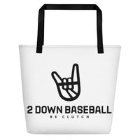 2 Down Baseball Logo Large Tote Bag