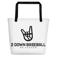 2 Down Baseball Logo Large Tote Bag