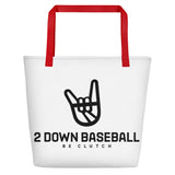 2 Down Baseball Logo Large Tote Bag
