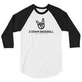 2 Down Baseball Logo 3/4 sleeve raglan shirt