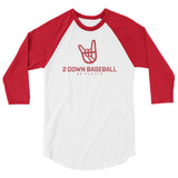 2 Down Baseball Logo 3/4 sleeve raglan shirt