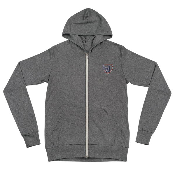 2 Down Baseball Embroidered FREEDOM Zip Hoodie